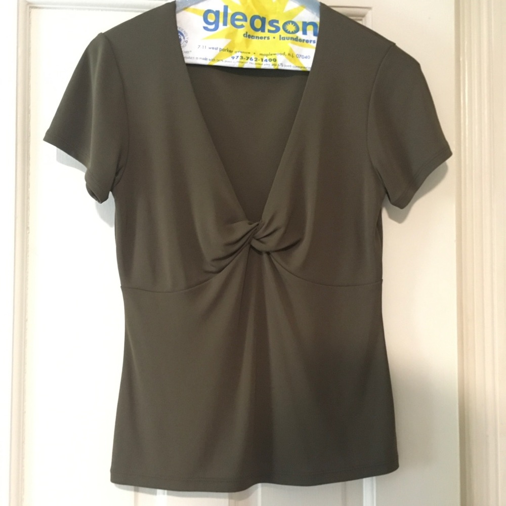 J crew top dk olive/mossy brown sz S